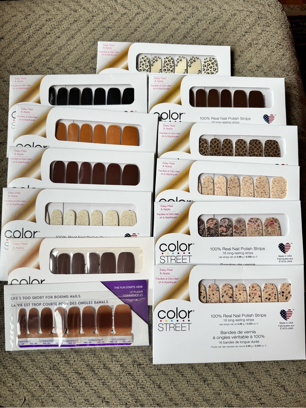 Color Street Neutral & Pattern Nail Polish Strips 12 set Variety Pack. NIP